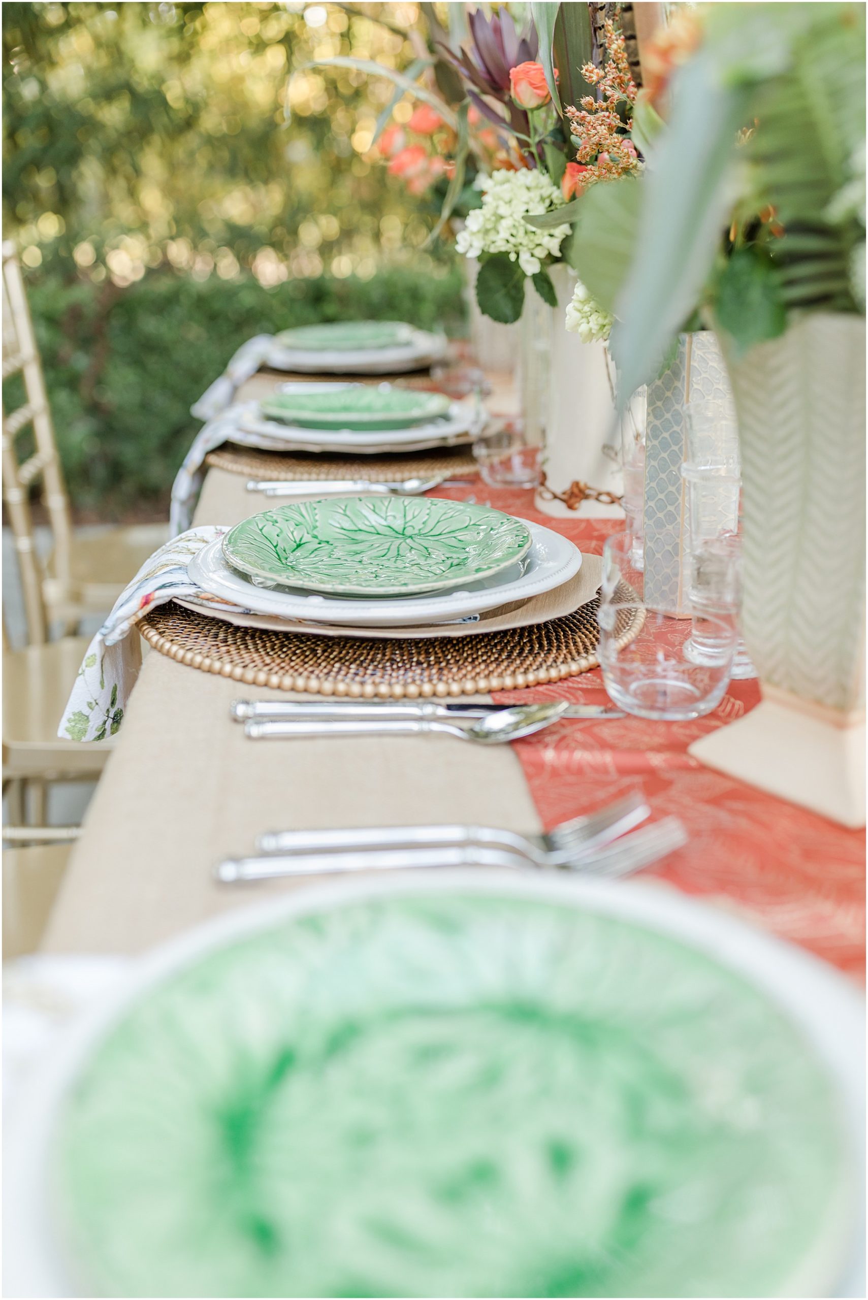 A fall table top designed by Smith's of Dublin, a closeup of the place settings.