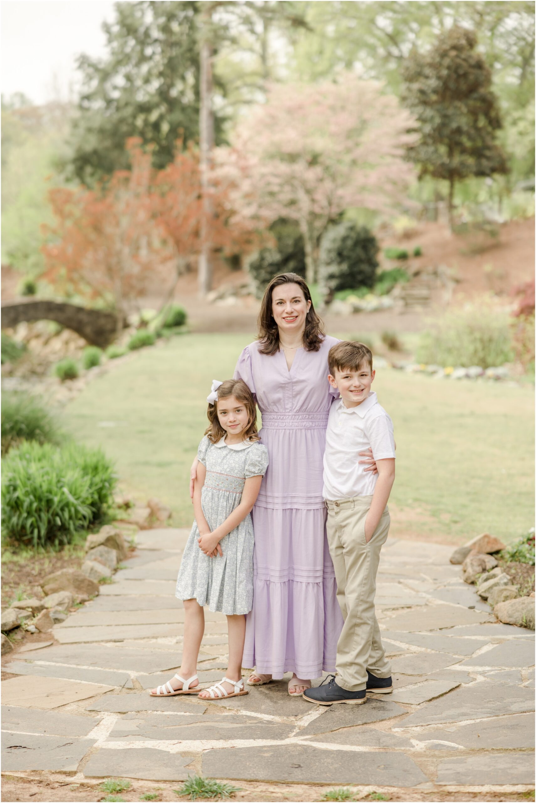 Family portrait in Rock Quarry Garden by Greenville SC photographer Molly Hensley