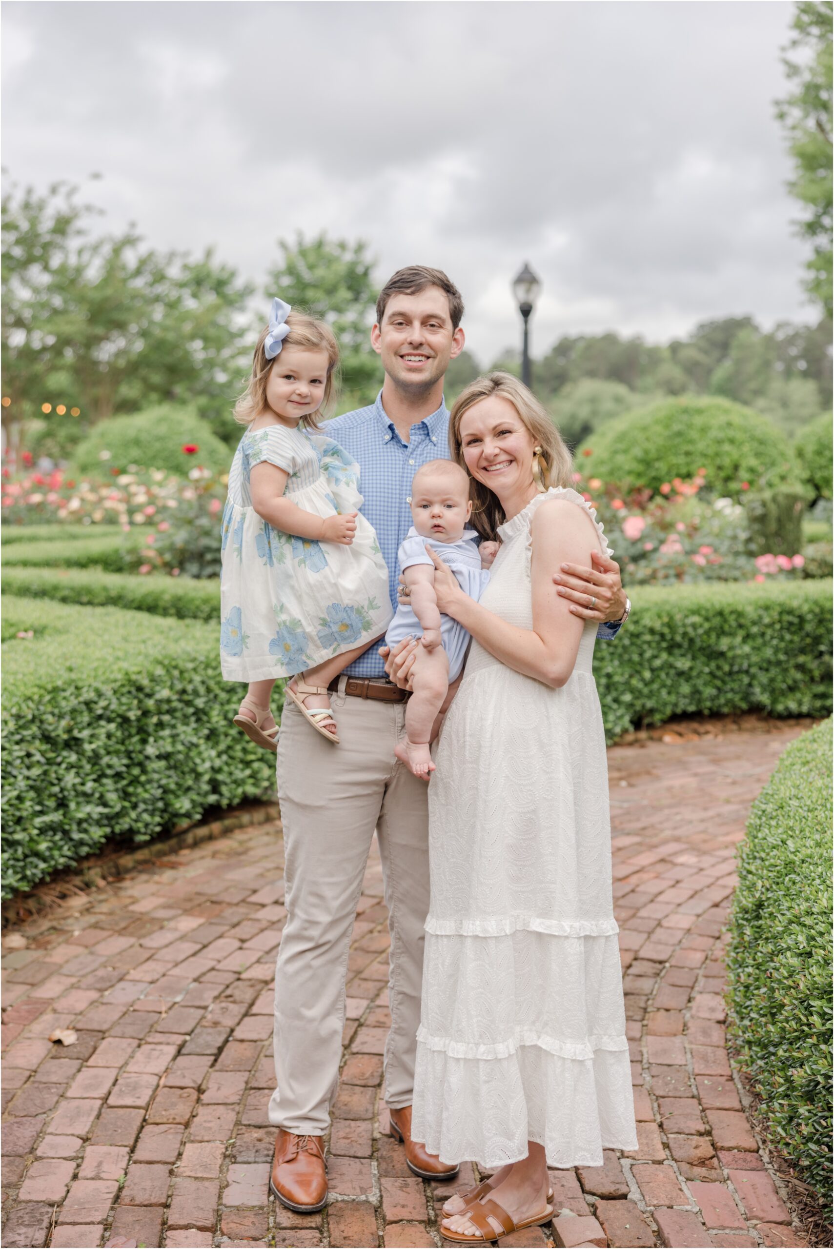 Greenville family photography session in the Furman rose garden.